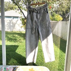 Ética Barrel Style High Paperbag Waist Utility Jeans Women’s 27 Detachable Belt